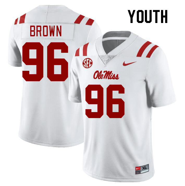 Youth #96 Jamarious Brown Ole Miss Rebels College Football Jerseyes Stitched Sale-White